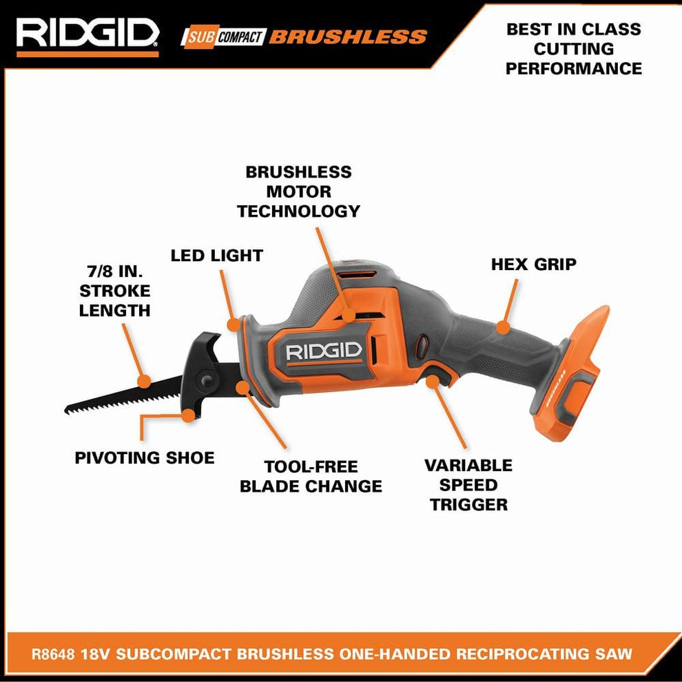 18V SubCompact Brushless Cordless One-Handed Reciprocating Saw (Tool O ...