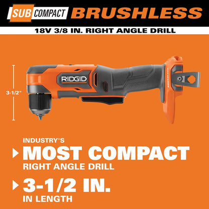 18V SubCompact Brushless Cordless 3/8 in. Right Angle Drill Kit with 2.0 Ah MAX Output Battery and Charger