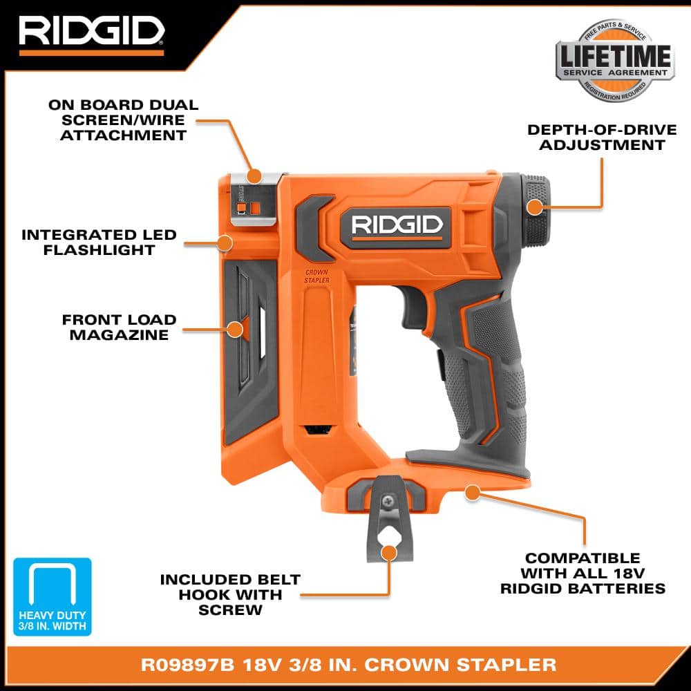 18V Cordless 3/8 in. Crown Stapler (Tool Only)