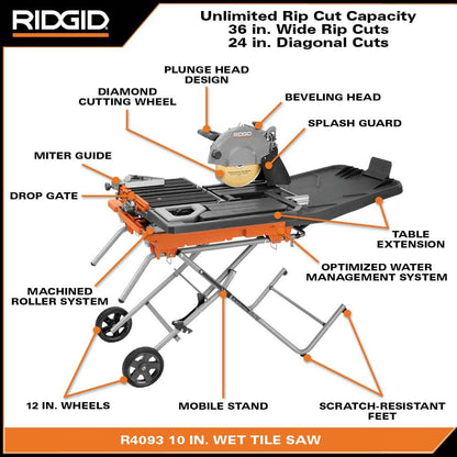 15 Amp 10 in. Wet Tile Saw with Portable Stand