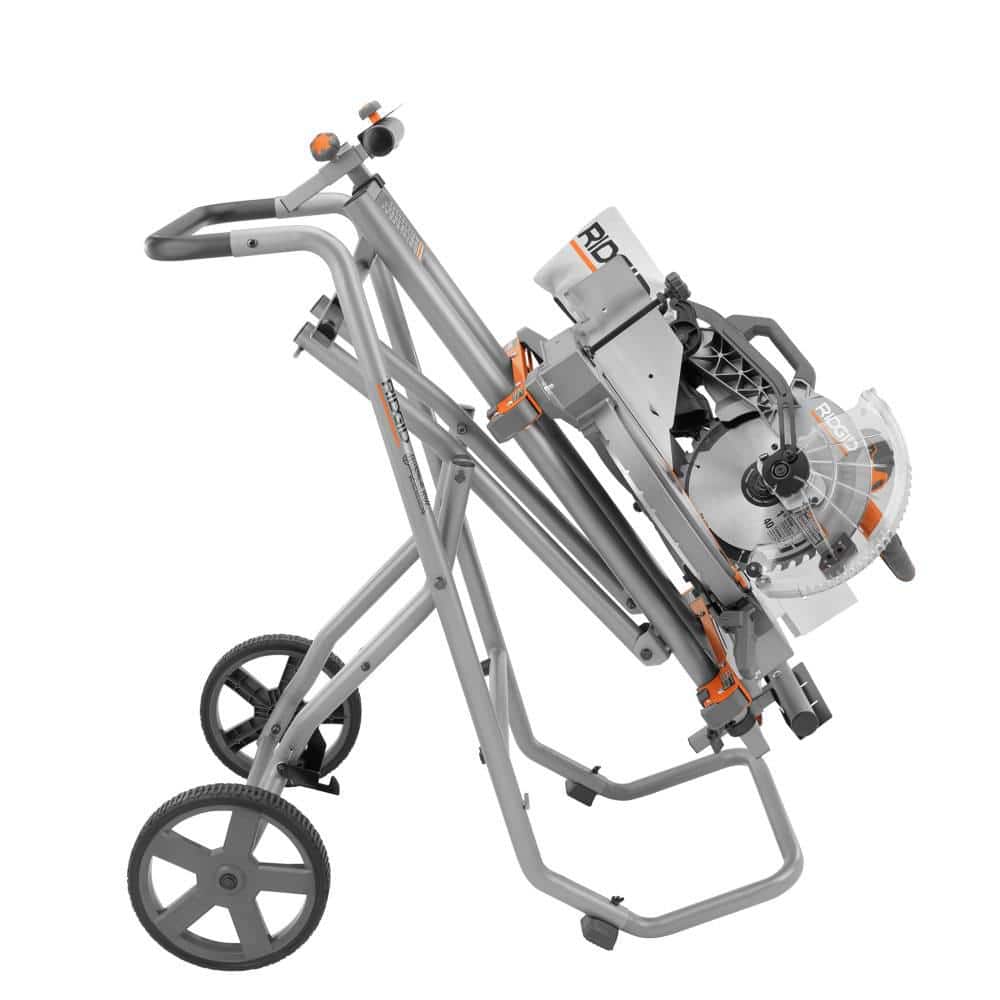 Foldable Mobile Miter Saw Stand with Mounting Braces