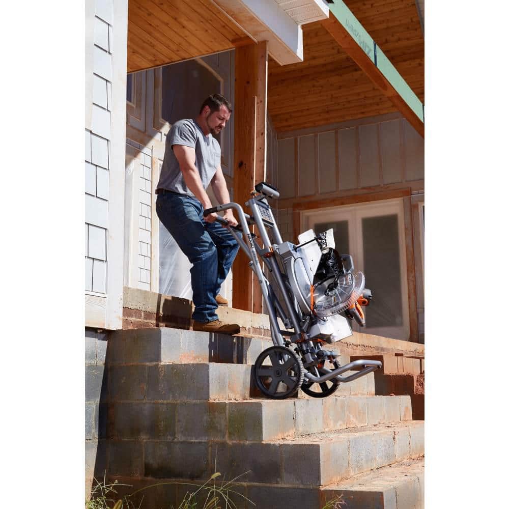 Foldable Mobile Miter Saw Stand with Mounting Braces