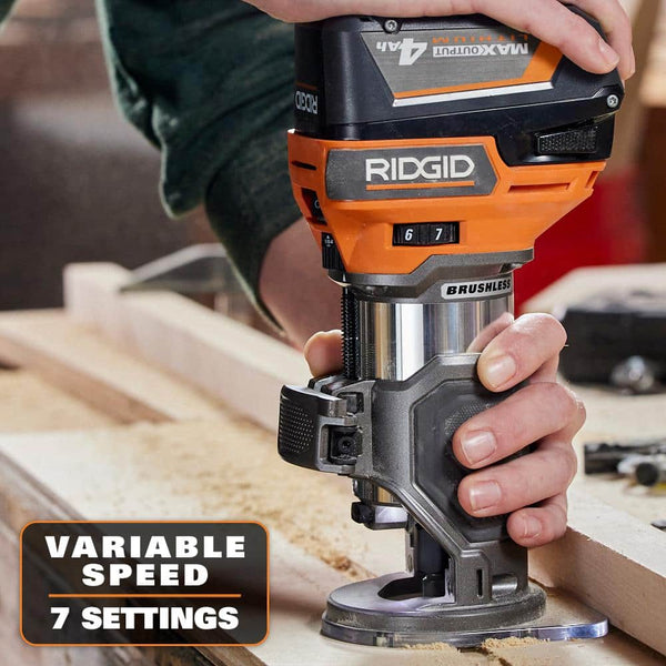 Rigid Router R2920 18V Brushless Cordless Compact Router (Tool Only) – RIDGID