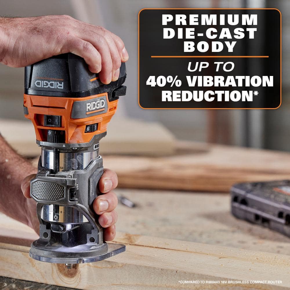18V Brushless Cordless Compact Router (Tool Only) – RIDGID