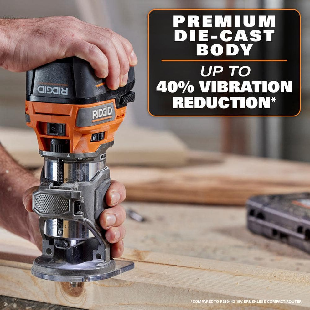 18V Brushless Cordless Compact Router (Tool Only) – RIDGID